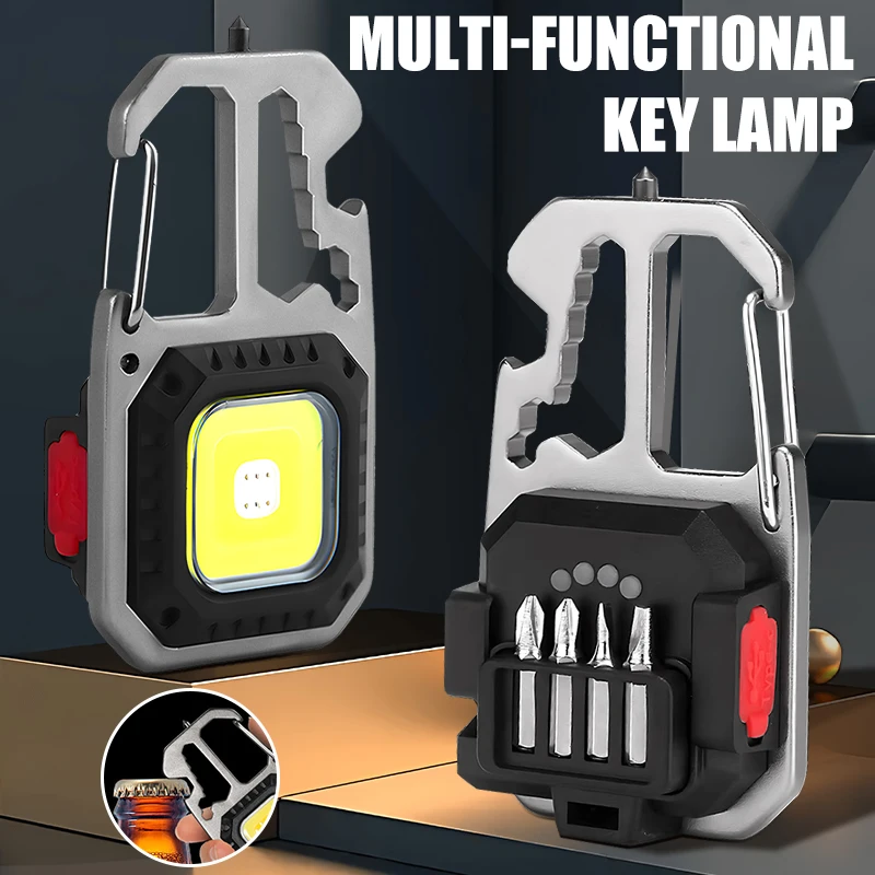 

Mini LED Flashlight Rechargeable Keychain Light Work Light Camping Light Emergency Light Pocket Wrench Screwdriver Safety Hammer
