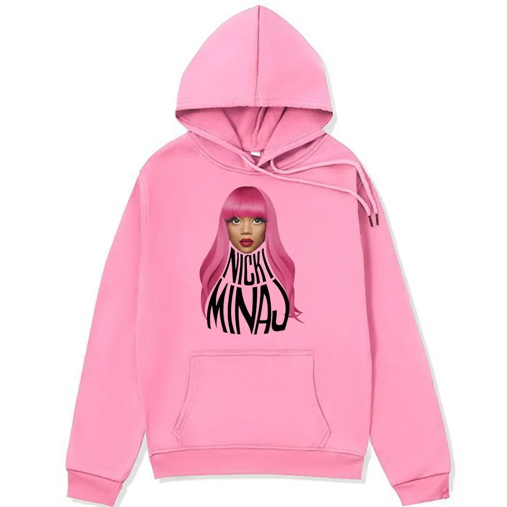 Rapper Nicki Minaj Pink Friday 2 2024 World Tour Print Hoodie Male Hip Hop Vintage Oversized Hooded Sweatshirt Long Sleeve Tops