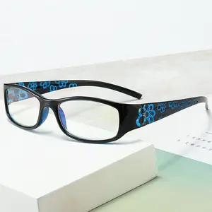 Eye Protection Anti-Blue Light Reading Glasses Blue Ray Blocking PC Hyperopia Glasses Flowers Ultralight Square Eyeglasses