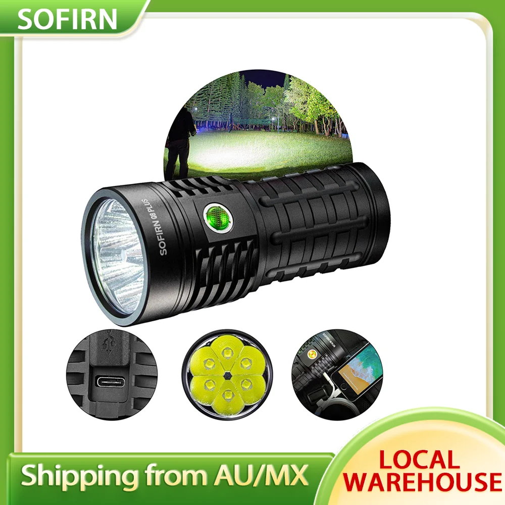 Sofirn Q8 Plus Super Powerful LED Flashlight 16000lm USB C Rechargeable 21700 Anduril 2.0 Torch XHP50B Reverse Charging