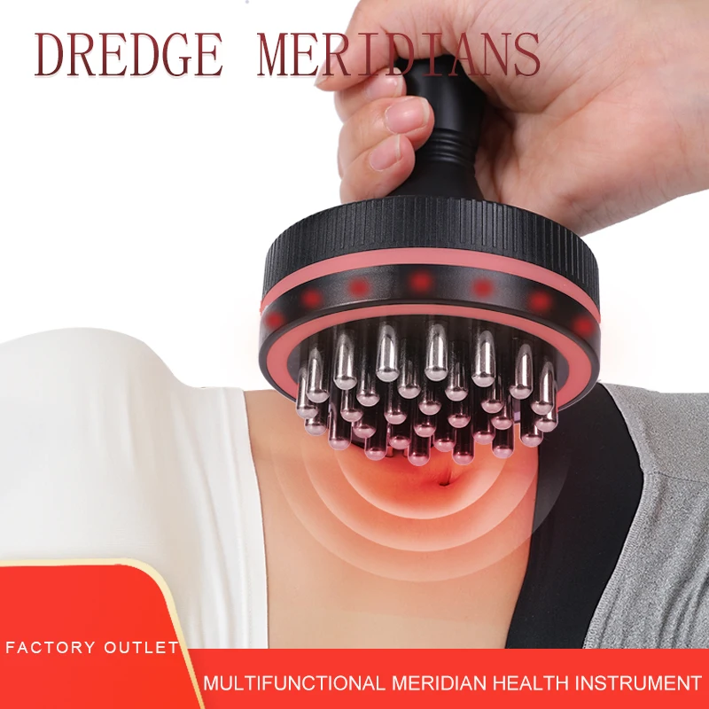 Microcurrent Meridian Brush Massager Cellulite Lymphatic Infrared Heating Vibration Body Detoxification Health ScrBlood Relaxing