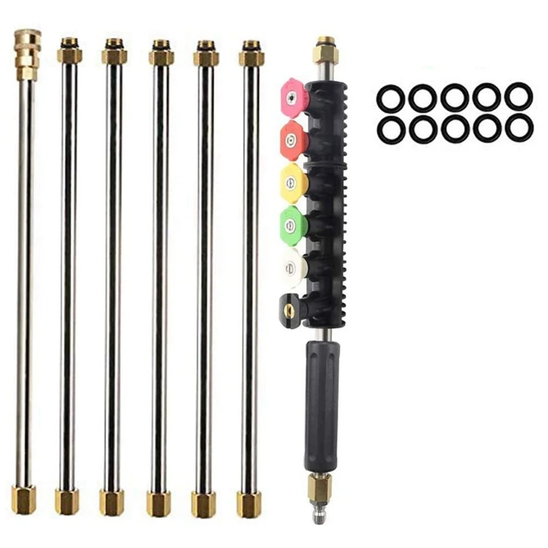 

10FT Gutter Cleaning Tool Pressure Washer Extension Wand With 6 Nozzle Tips,1/4In Quick Connect,Power Washer Accessories Parts