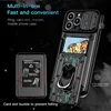 Case For iPhone 15 14 13 Pro Max XR X 8 7 Plus SE 2022 Slide Stand Ring 360 Magnetic Camera Military Grade Card Slot Cover 2