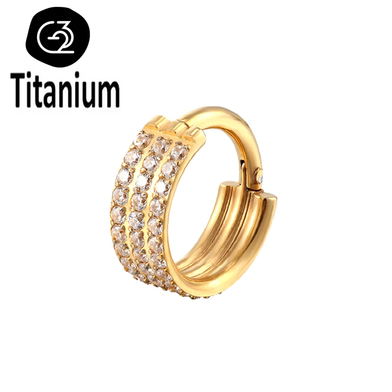 G23 Titan Piercing Double Layered Triple Stack Scharnier CZ Nasenring Helix Knorpel CZ Kleine Knorpel Septum Clicker Ohrringe – Detail 7