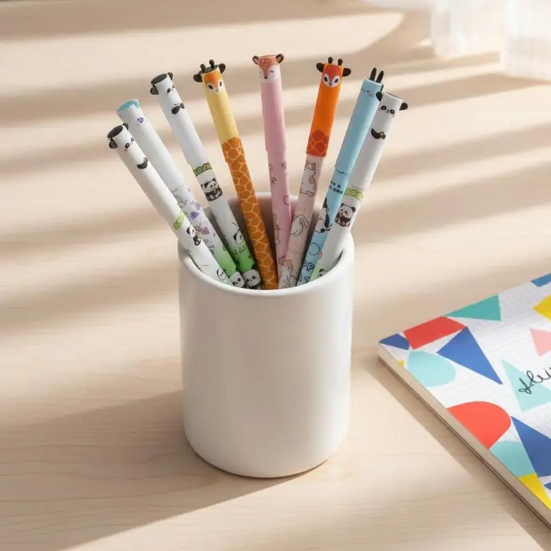 6/8/10Pcs Cute Writing Tools Animal-Shaped Erasable Pens For Journaling Writing Office Supplies Gift Ideas Office Stationery - 5