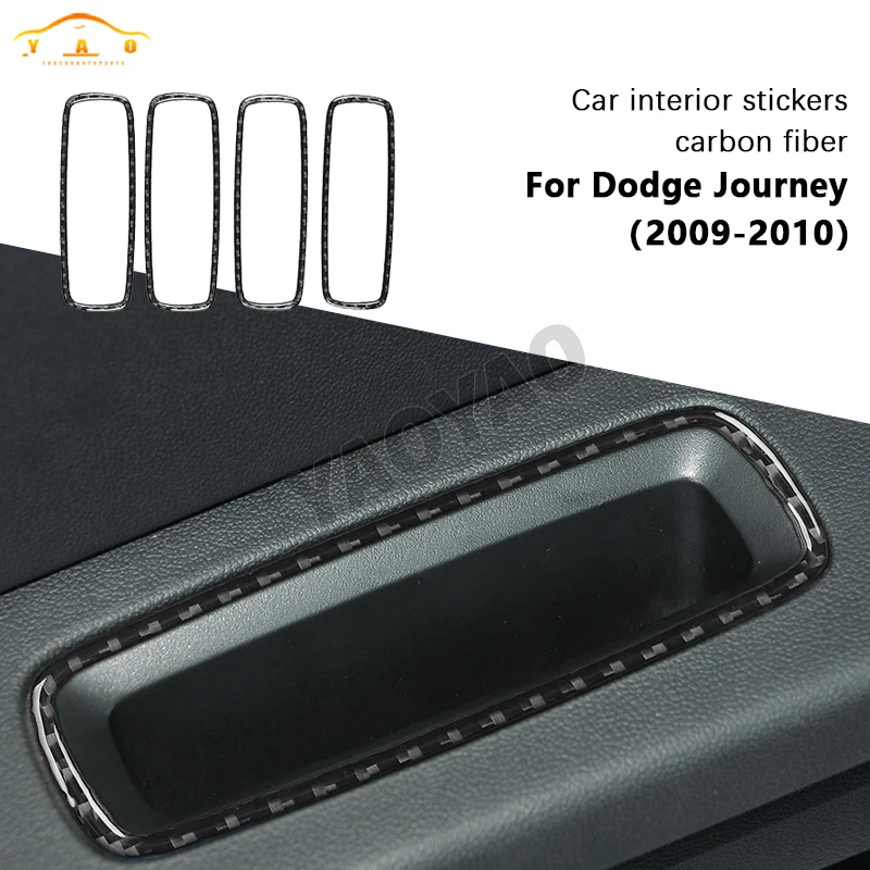 

Carbon Fiber Door storage box Panel frame Trim Cover Car Interior Accessories Decorative Stickers For Dodge Journey 2009 2010