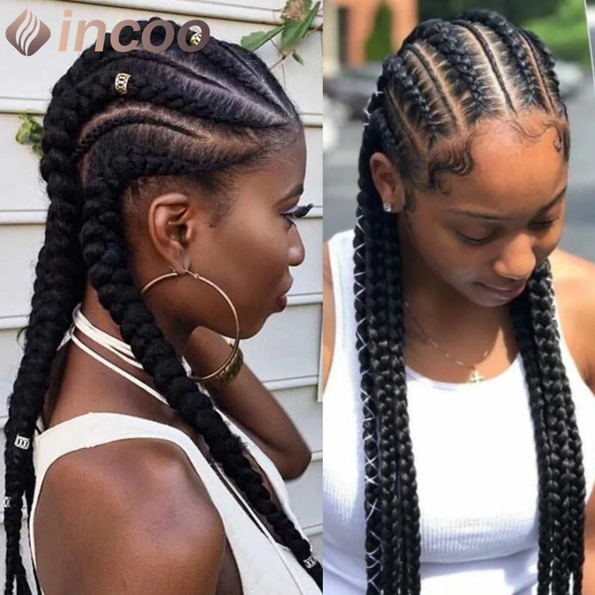 

Synthetic Braided Full Lace Frontal Wigs For Women 36 Inch Long Swiss Lace Cornrow Braids Wig Jumbo Knotless Box Braid Lace Wigs