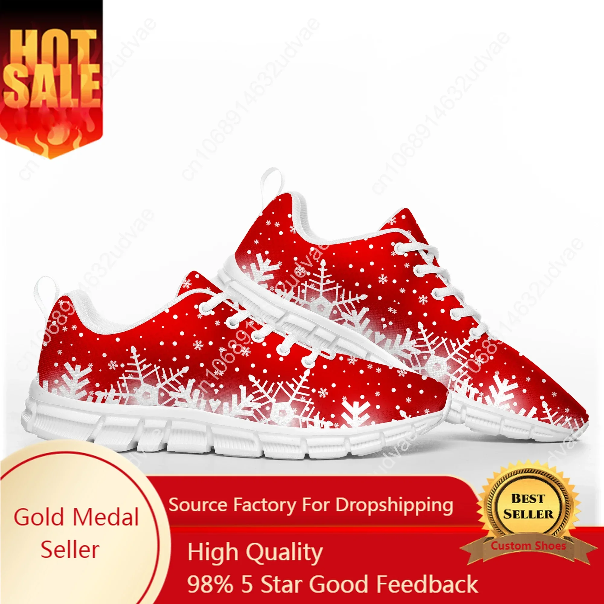 

White Snowflake Red Christmas Santa Claus Snowman Sports Shoes Mens Womens Teenager Kids Children Sneakers Custom Couple Shoes