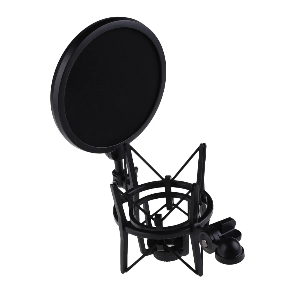 Mic Shock Mount Holder Professional Mic Shock Mount Bracket with Shield Filter Screen Studio Stand Black microphone stand,microphone pop filter,microphone mount clamp,microphone shock mount