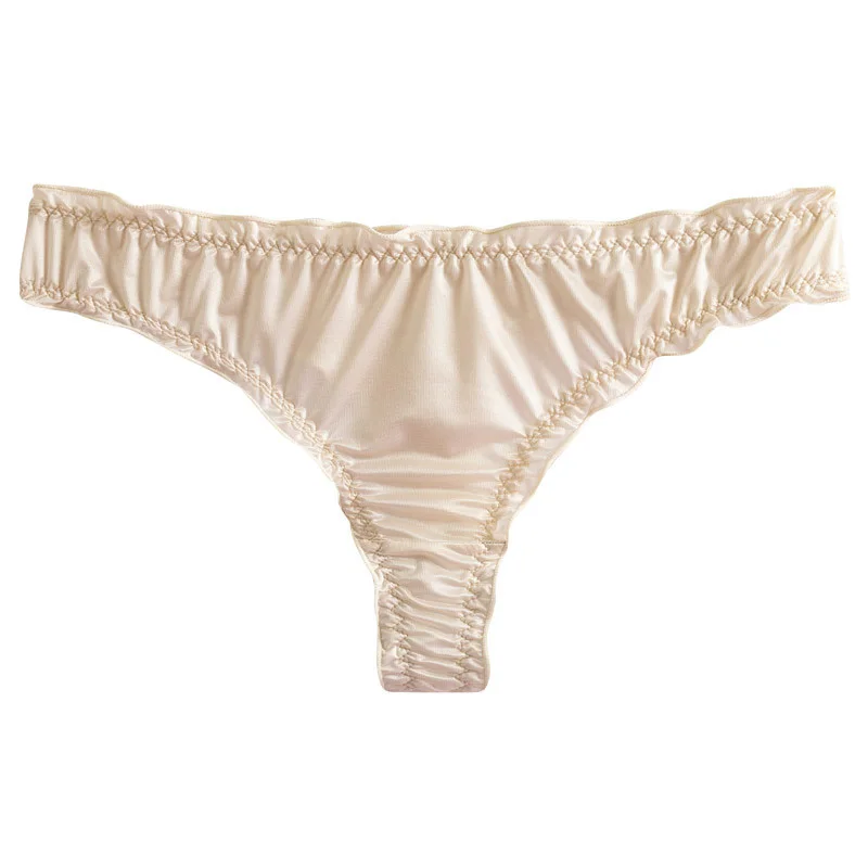 Women's Satin Panties Low-Waist Ruffle Milk Silk Sexy Underwear Comfortable Elastic Ladies Underpants Lingerie