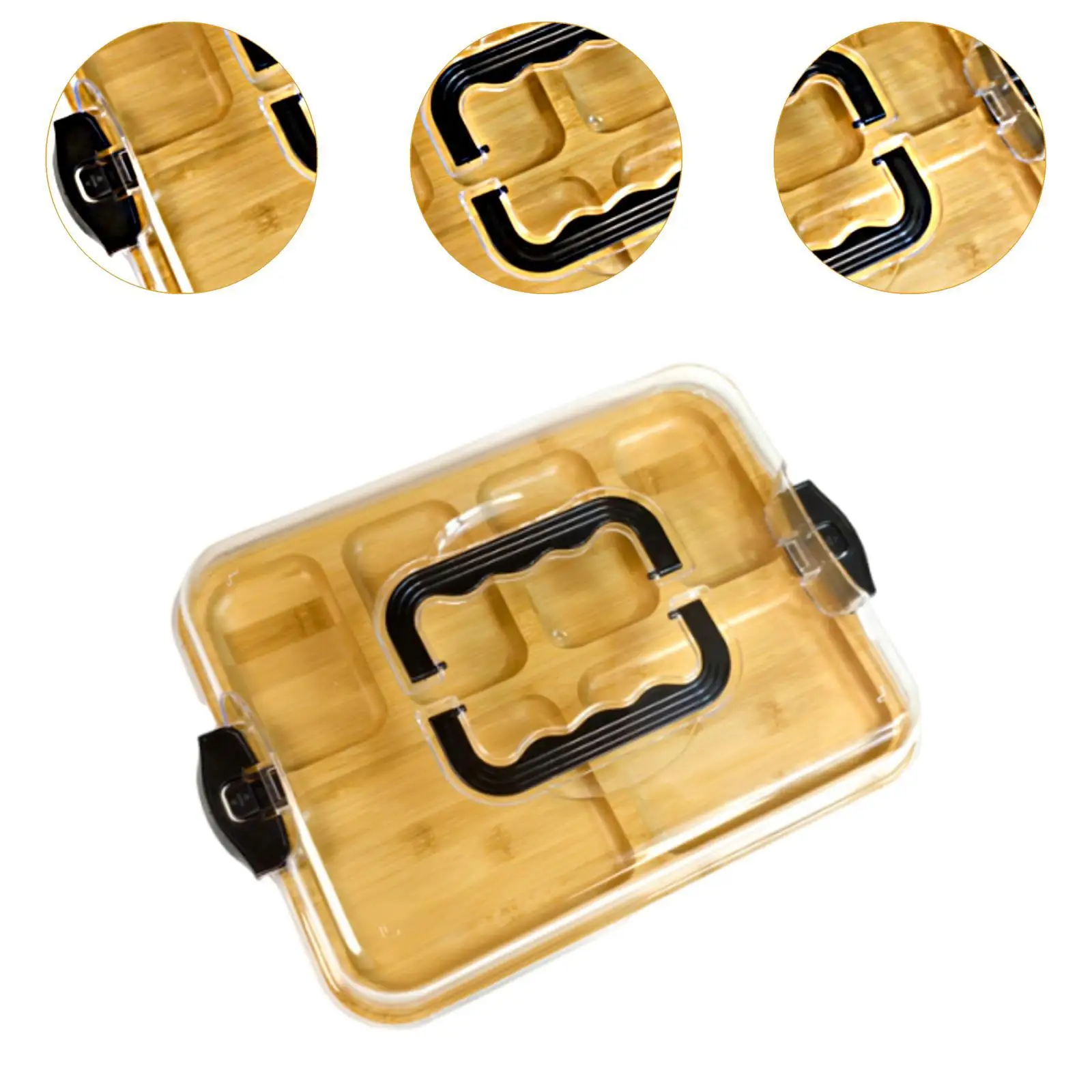 Bamboo Cheese Board Serving Board Bamboo Lid Picnic Box Serving Cheese Tray for Housewarming Home Celebration Kitchen Party