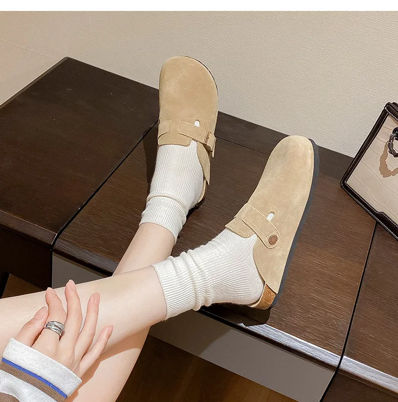 Women's Cork Clogs With Arch Support Adjustable Buckle Slippers_voghion.com