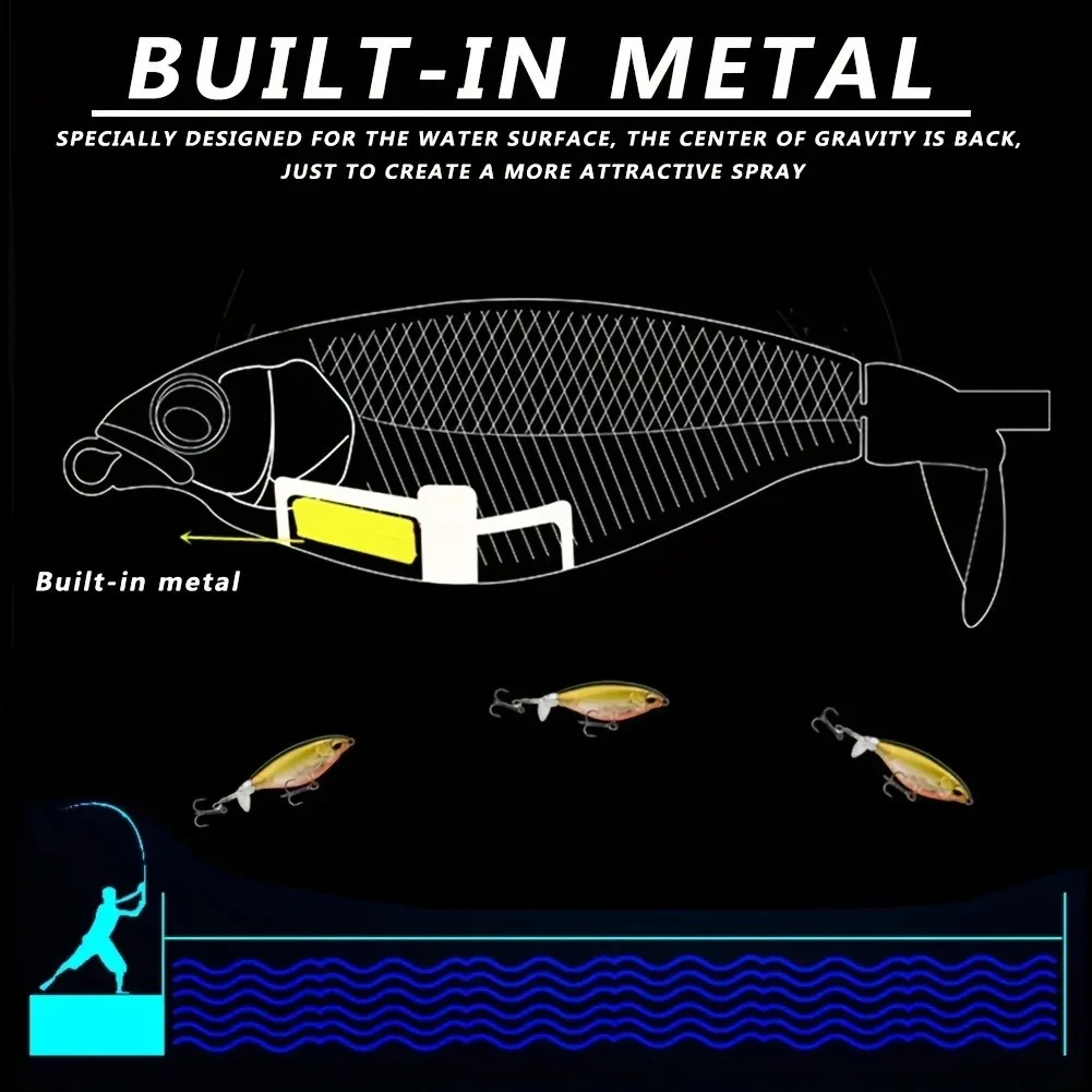 1pc/5pcs Topwater Fishing Lures , Pencil Plopper Fishing Lures for Bass Catfish Pike Perch, Top Water Bass Bait Lure