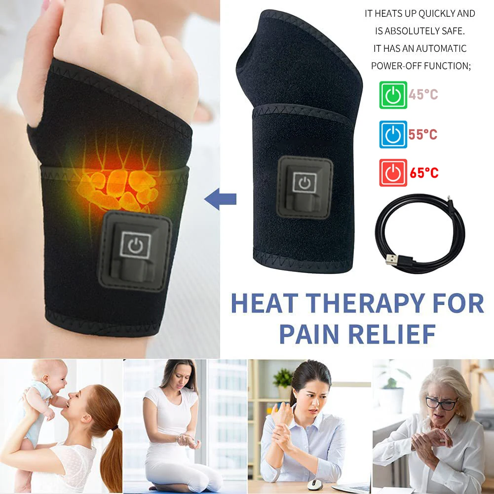 Heated Wrist Support with Vibration Therapy for Pain Relief