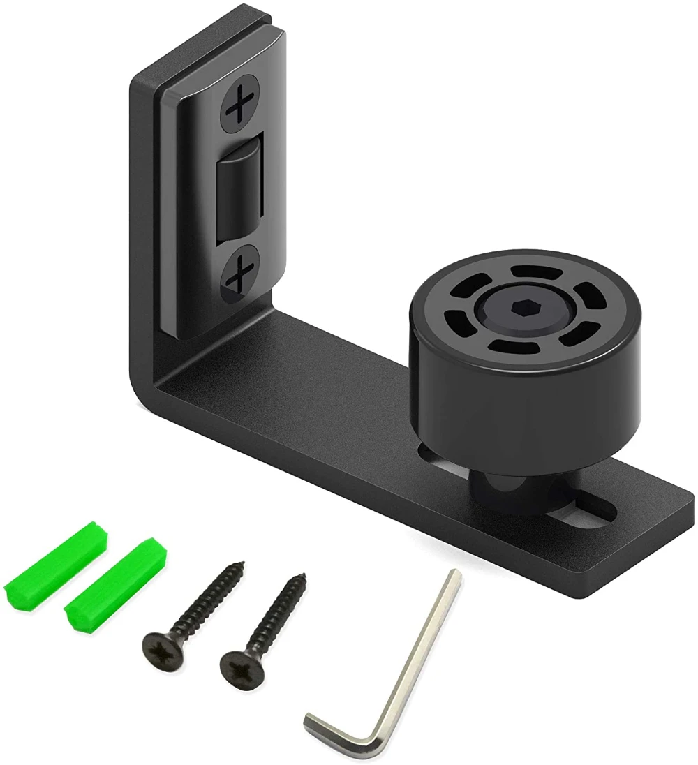 LWZH Adjustable Sliding Floor Guide Rail Stopper Black Wall Door Bottom Guide for Sliding Barn Door Rail Accessories sliding barn door guide