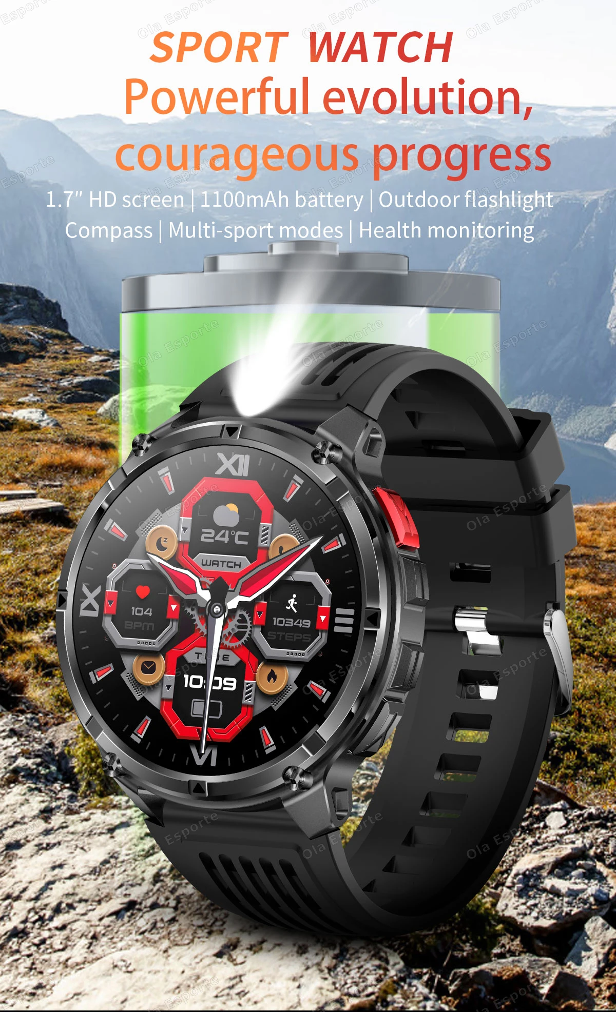 Danoz WatchSmart Ola Esporte T-Rex3 Ultra 1100mAh AMOLED smart watch GPS Bluetooth 5.2 calls 100 sports modes