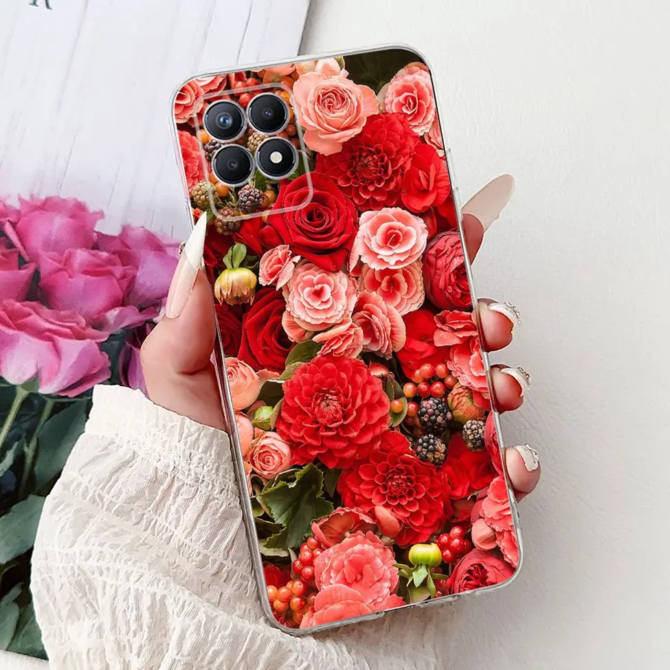 Luxury Butterfly and Love Flowers Clear Phone Case - Cool Painted Design