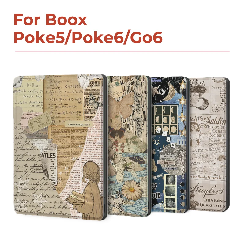 Twosheep Collage Style Magnetic Core Case Hülle für Boox Go6 GenII Go6 Poke7 Poke6 Poke5 mit Auto-Wake-Funktion, schlanke Schutzhülle – Detail 3