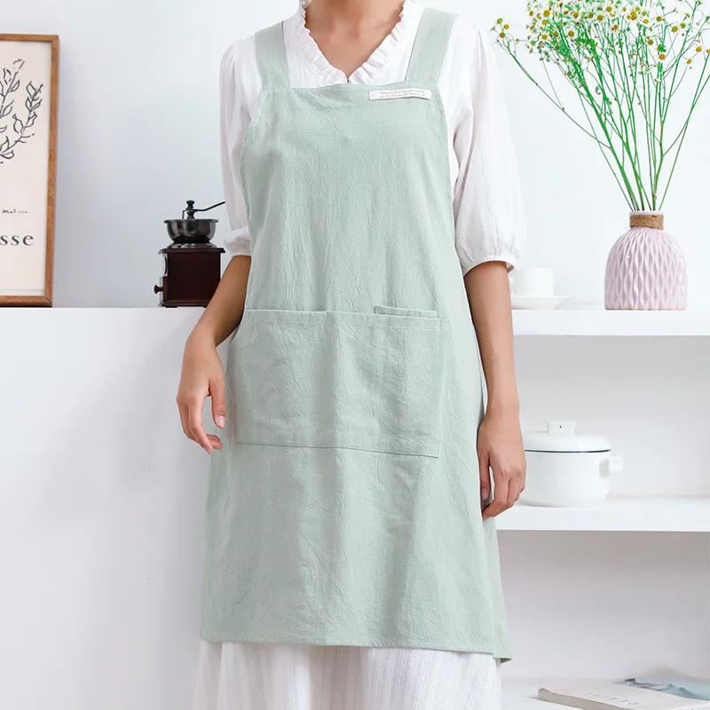 Cotton and Linen Apron Home Coverall  Flower Shop  Painting  Retro Tie-free Apron