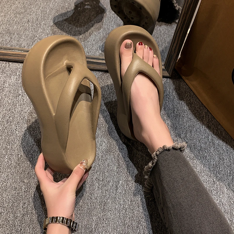 Women's flip-flops Casual Korean style Platform sandals comfortable non-slip women's beach shoes EVA soft soled Women's Slippers 6