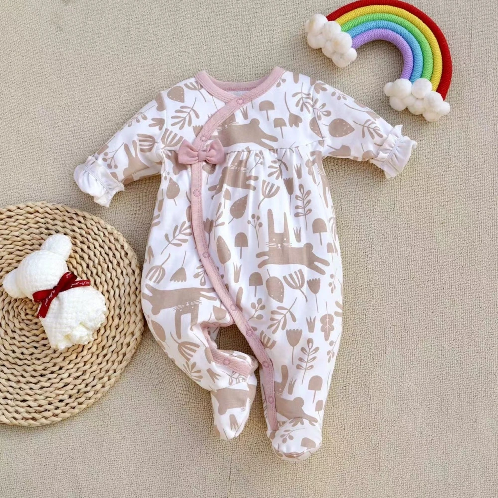 Baby Girl Rompers Cotton Rabbit Print Spring Clothes Outwear Print Onesies Long Sleeve Jumpsuits