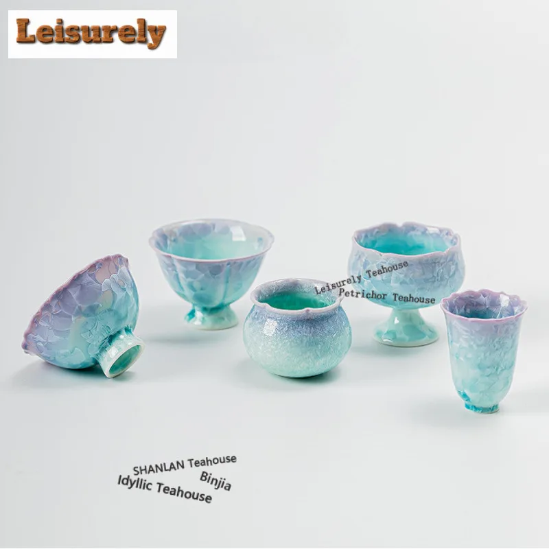 Kiln Fambe Crystal Glaze Teapot Handmade Tea Infuser Pot Tea Brewing Kettle Filter Teaware Gaiwan Teacups Pot Bearing Series