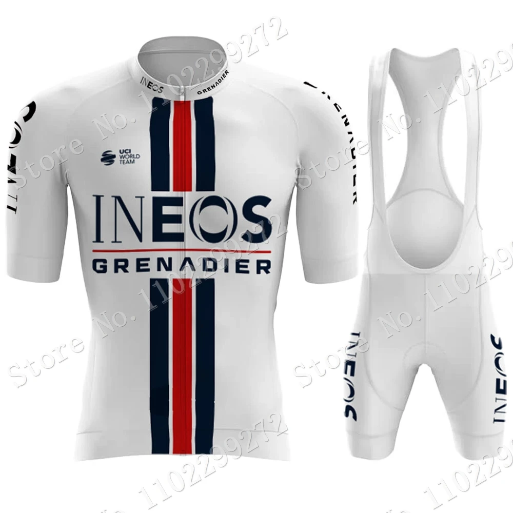 Ineos Grenadier Team 2023 Cycling Jersey Set UK World Champion White
