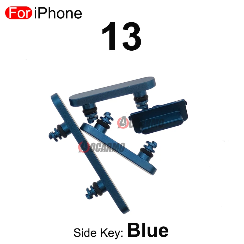 1 세트 사이드 키 전원 볼륨 버튼 iPhone 13 13mini 용 미드나잇 레드 핑크 블루 그린 교체 부품