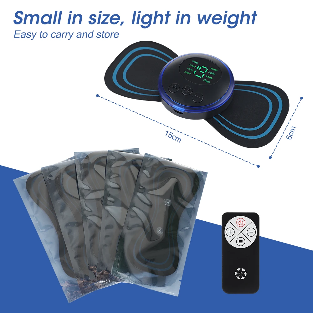 1 Set EMS Neck Massager Electric Cervical Massage Patch 8 Modes Neck Stretcher Back Muscle Stimulator Massage Set With Remote