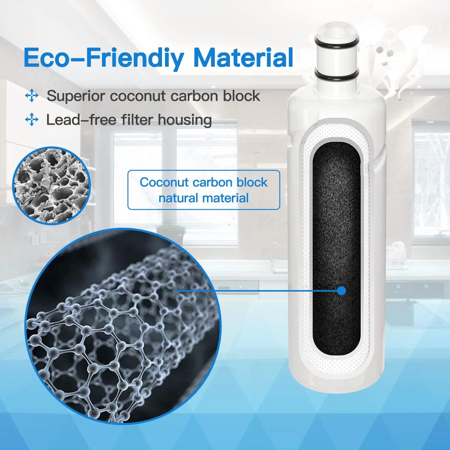 NSF Certified Brand Genuine EDR2RXD1 Refrigerator Water Filter, Compatible with W10413645A, W10413645, Filter2 469082, 469903