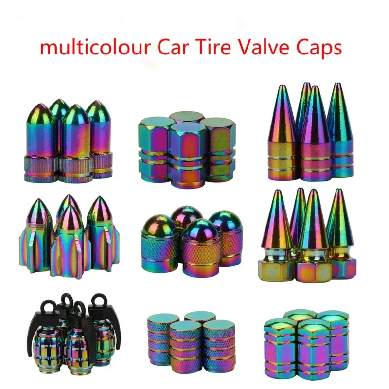 New 1PCS Neon Lights Color Aluminum Car Tire Valve Caps General Cars Truck Air Port Cover High Quality Tire Valve Wheel Stem Cap