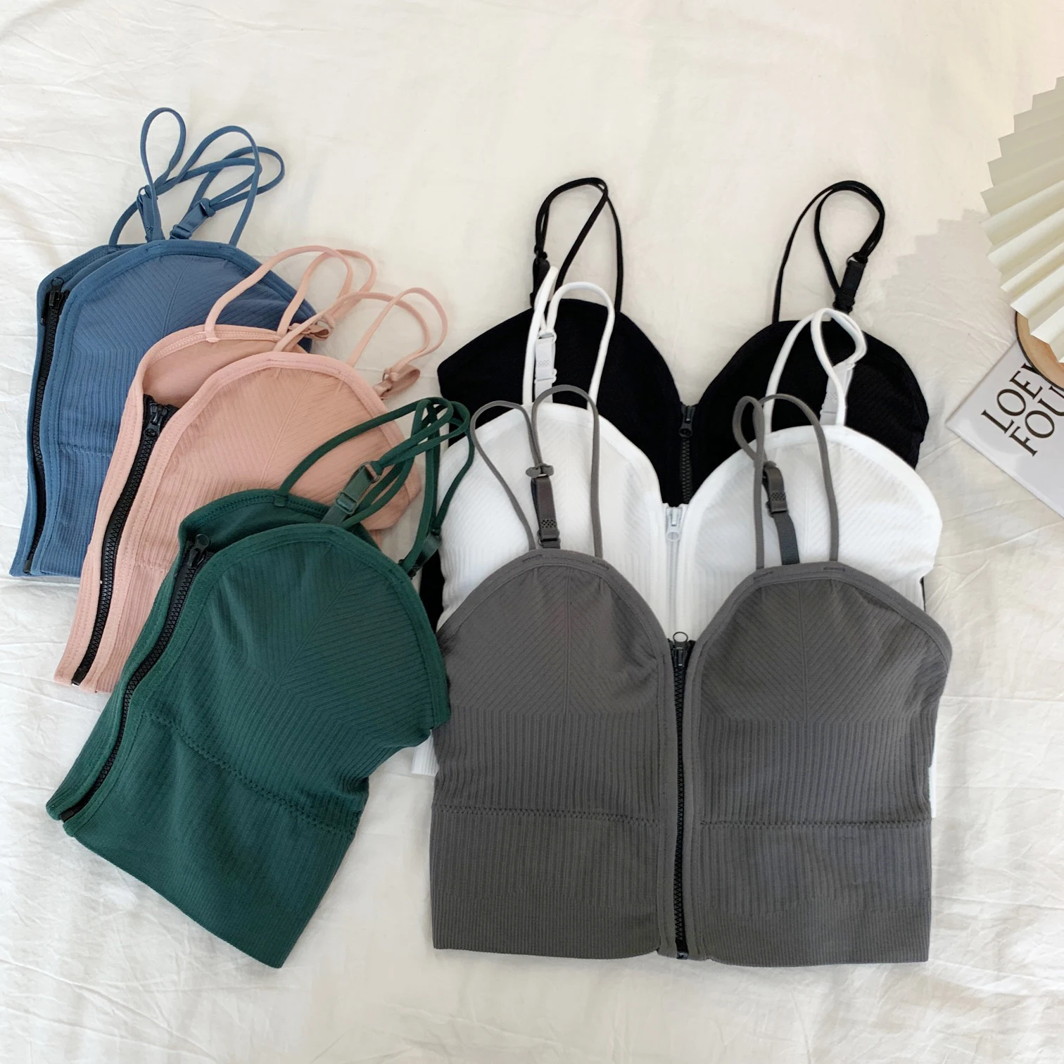 Padded Underwear lingerie 2022 Summer Tube Tops Women Cottons Crop Tops Ziper Fly Basic Tops Women Y2K Crop Tops