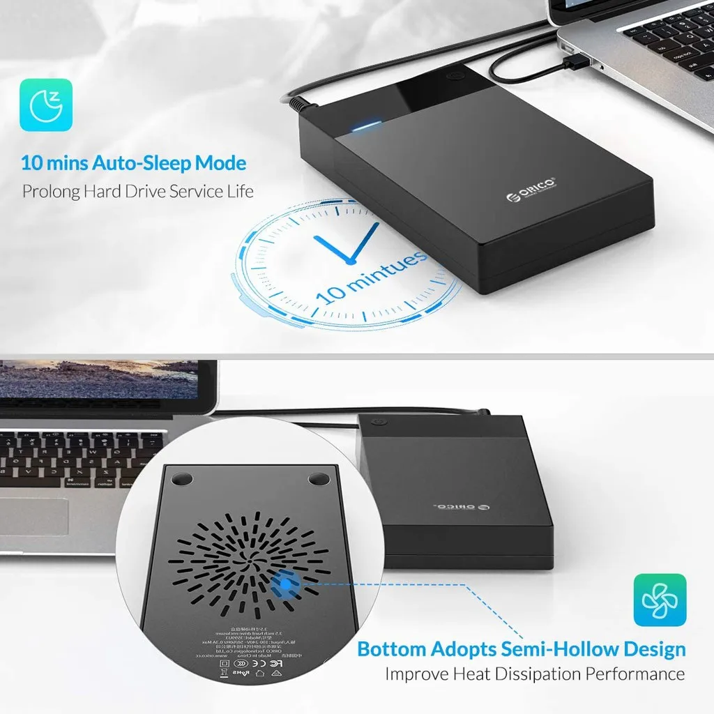 Orico-caixa de Disco Rígido Portátil Sata para Usb 3.0 Caixa de Energia Embutida Suporte 16tb Hdd Uasp 12v 3599u3 3588us3 35 - Imagem 4