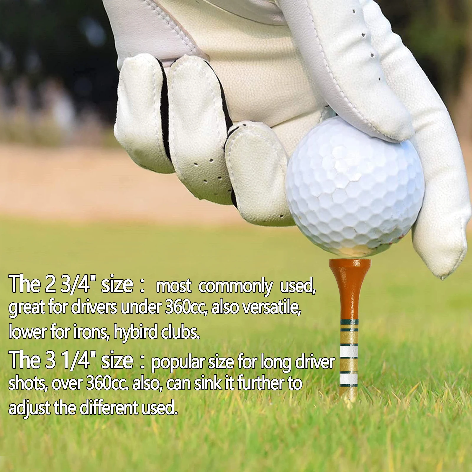 Natrual Wooden Golf Tees 100 Pack Biodegradable Bamboo Golf Tees,More Sturdy and Stable Premium Bamboo Golf Tees 5