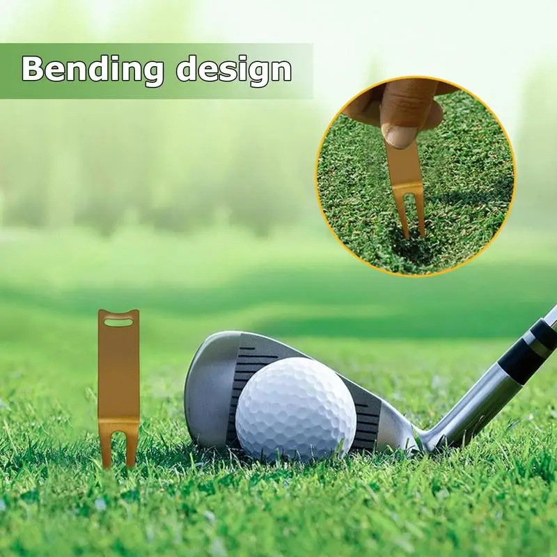 Golf Divot Repair Tool Multi-Function Metal Green Fork Bending Design Practicing Tool For Golf Professions Novices And