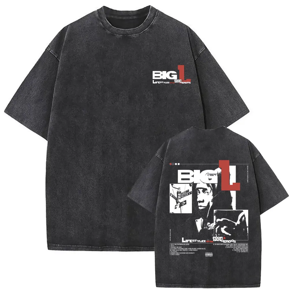 Y2k Tshirt Men New in Top & Tees Mens T-Shirt Rapper The Notorious Big L Lifestylez of The Poor and Dangerous Vintage Washed 1