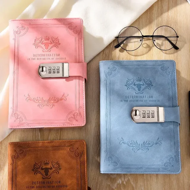 A5 200 Pages Retro Password Book with Lock Diary Thickened Creative Hand Ledger Student Notepad Stationery Notebook Binder 2