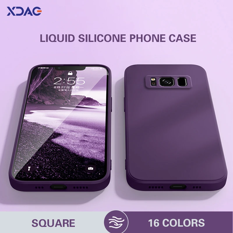 Candy Color Square Liquid Silicone Phone Case with Lens Protection - Soft and High Quality Design