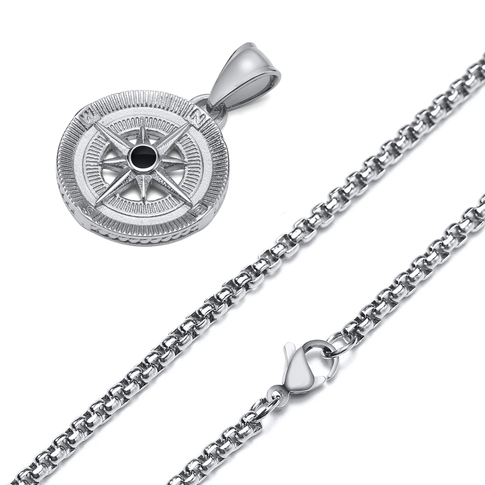 Collana con Medaglione a forma di Bussola con Nome per Lei