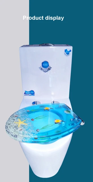 Couvercle De Toilette Siège WC Transparent Motif Marin Résine