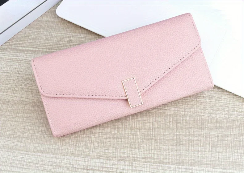 Classic Solid Color Long Wallet, Trendy Women's Credit Card Holder, Simple Coin Purse
