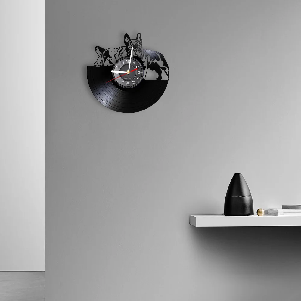 French Bulldog Couple Wall Art Home Decor Wall Clock Made Of Vinyl Record Modern Puppy Dog Wall Clock Dog Breed Dog Owners Gift French Bulldog Couple Wall Art Home Decor Wall Clock Made Of Vinyl Record Modern Puppy Dog Wall Clock Dog Breed Dog Owners Gift