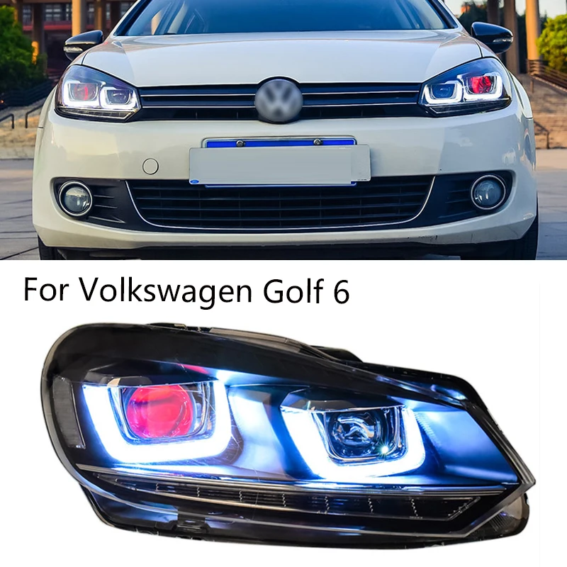 

Автомобильная фара в сборе для Volkswagen Golf 6 Golf6, налобный фонарь, движущийся сигнал поворота, двухлучевая линза