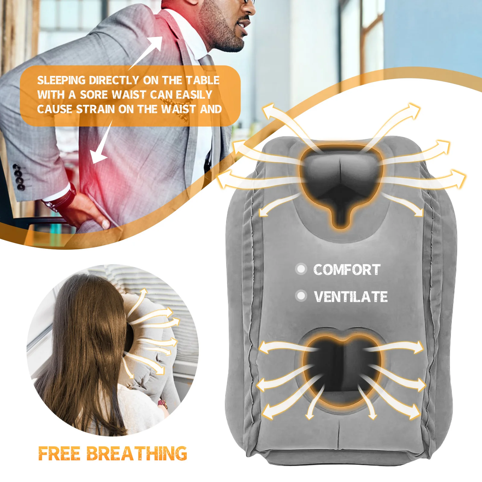 1pc Inflatable Travel Pillow, Airplane Pillow With Patented Valve Design, Travel Accessories With Neck And Head Support, Travel 5