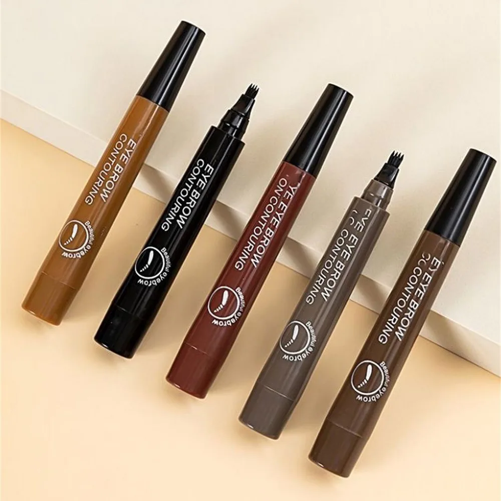 5 Colors Microblading Eyebrow Pen Waterproof Liquid Eyebrow Pencil Long Lasting Eyebrow Pen 4 Points Eye Brow Pen Cosmetics 6