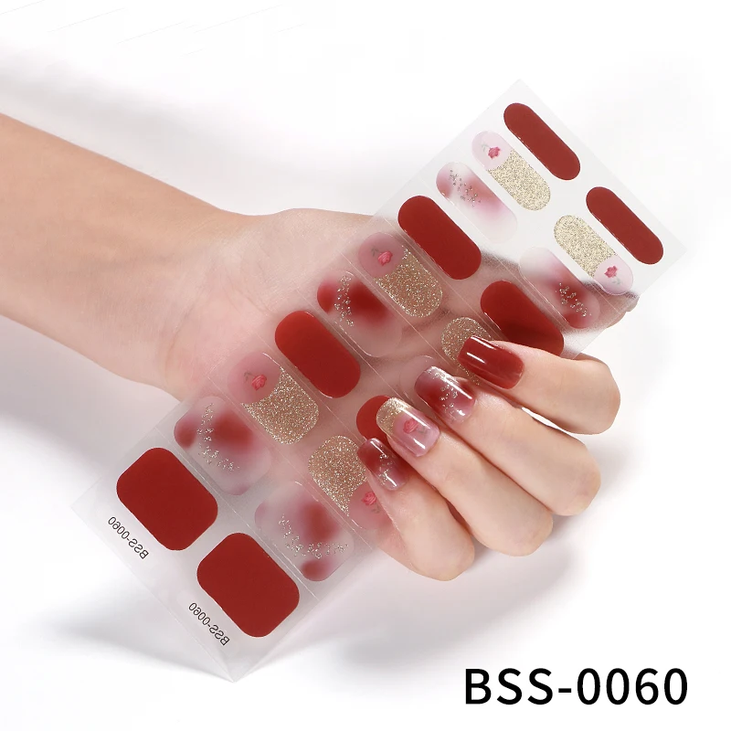 20 Strips Gel Nail Wraps Fingertip Artist Full Beauty Stickers For Nails Treatment With UV Lamp