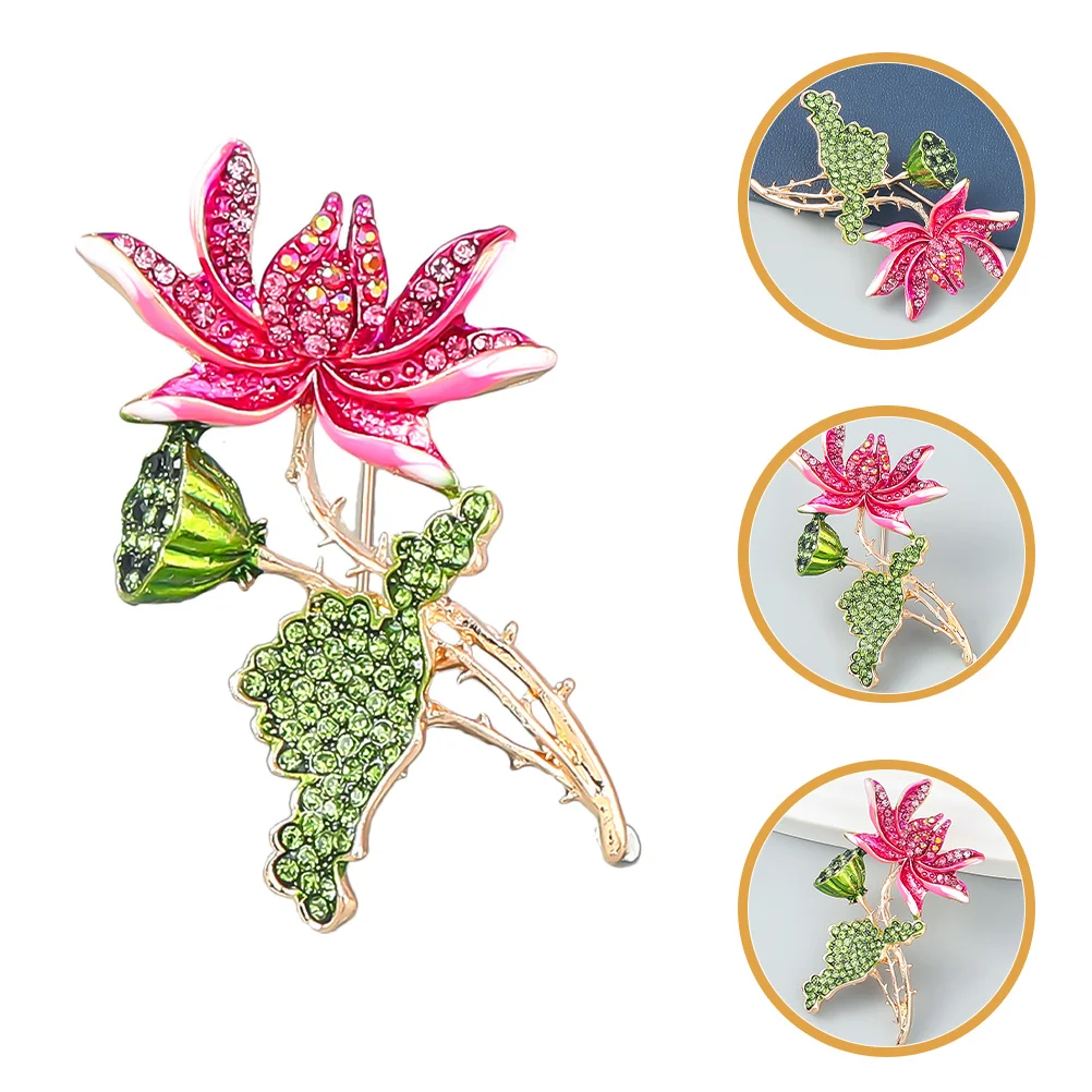 

Diamond Lotus Brooch Miss Rhinestone Pins Alloy Gifts For Women Birthday Unique