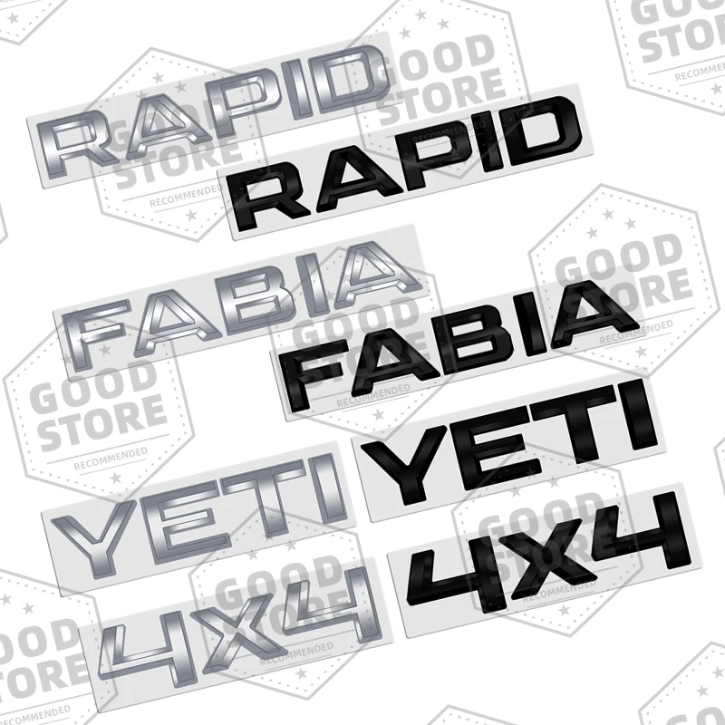Металлический корпус автомобиля Skoda Rapid Fabia Yeti 4X4 глянцевый черный знак бейдж 3D Задняя эмблема наклейка на багажник наклейка автомобильный аксессуар