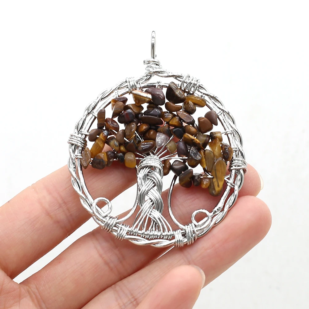 Hot Charms Natural Stone Tree of Life Pendants Amethysts Citrines for Jewelry Making Diy Women Amulet Necklace Accessories