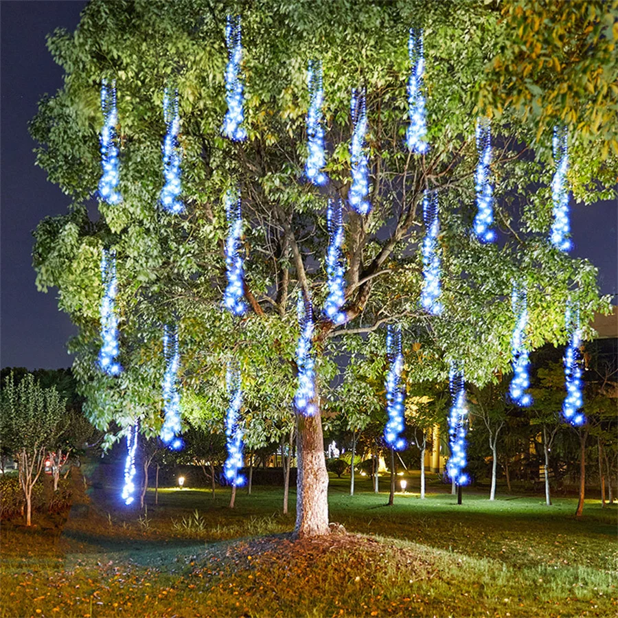 EU Plug 360LED Meteor Shower String Lights Outdoor Waterproof Christmas Fairy Lights Garland for Party Wedding Garden Decor